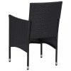 Kerti székek, vidaXL 2 db fekete polyrattan kerti szék