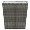 Kerti asztalok, vidaXL szürke polyrattan és edzett üveg teázóasztal 41,5x41,5x43 cm