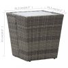 Kerti asztalok, vidaXL szürke polyrattan és edzett üveg teázóasztal 41,5x41,5x43 cm