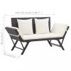 Kerti padok, vidaXL fekete polyrattan kerti pad párnákkal 176 cm