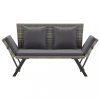 Kerti padok, vidaXL szürke polyrattan kerti pad párnákkal 176 cm