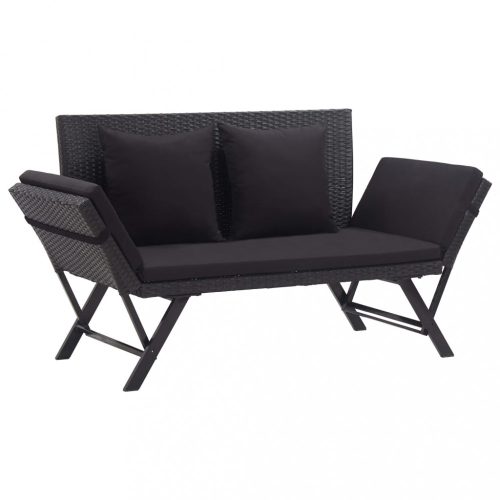 Kerti padok, vidaXL fekete polyrattan kerti pad párnákkal 176 cm