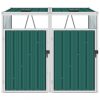 Szeméttároló tartók, vidaXL zöld acél kukatároló 2 db kukához 143 x 81 x 121 cm