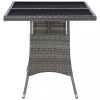 Kerti asztalok, vidaXL szürke polyrattan kerti asztal 140 x 80 x 74 cm
