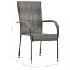 Kerti székek, vidaXL 2 db szürke rakásolható polyrattan kültéri szék