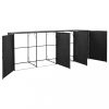 Szeméttároló tartók, vidaXL fekete polyrattan kukatároló 4 db kerekes kukához 305x78x120 cm