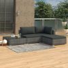 Kerti bútor szett, vidaXL 4-részes szürke polyrattan kerti bútorszett párnákkal
