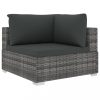 Kerti bútor szett, vidaXL 4-részes szürke polyrattan kerti bútorszett párnákkal