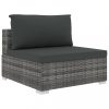 Kerti bútor szett, vidaXL 4-részes szürke polyrattan kerti bútorszett párnákkal