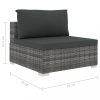 Kerti bútor szett, vidaXL 4-részes szürke polyrattan kerti bútorszett párnákkal