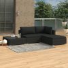 Kerti bútor szett, vidaXL 4-részes fekete polyrattan kerti bútorszett párnákkal