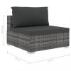 Kerti bútor szett, vidaXL 5-részes szürke polyrattan kerti bútorszett párnákkal