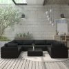 Kerti bútor szett, vidaXL 9-részes fekete polyrattan kerti bútorszett párnákkal