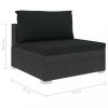 Kerti bútor szett, vidaXL 9-részes fekete polyrattan kerti bútorszett párnákkal