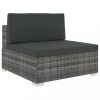 Kültéri kanapé szettek, vidaXL 1 db szürke polyrattan moduláris középső kanapé párnákkal