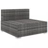 Kültéri kanapé szettek, vidaXL 1 db szürke polyrattan moduláris középső kanapé párnákkal