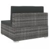 Kültéri kanapé szettek, vidaXL 1 db szürke polyrattan moduláris középső kanapé párnákkal