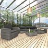 Kerti bútor szett, vidaXL 8-részes szürke polyrattan kerti bútorszett párnákkal