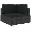 Kerti bútor szett, vidaXL 6 részes fekete polyrattan kerti bútorszett párnákkal