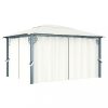 Kerti pavilon és előtető, vidaXL krémszínű alumíniumpavilon függönnyel 400 x 300 cm