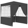 Kerti pavilon és előtető, vidaXL antracitszürke rendezvénysátor oldalfalakkal 2 x 2 m 90 g/m²