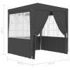 Kerti pavilon és előtető, vidaXL antracitszürke rendezvénysátor oldalfalakkal 2 x 2 m 90 g/m²