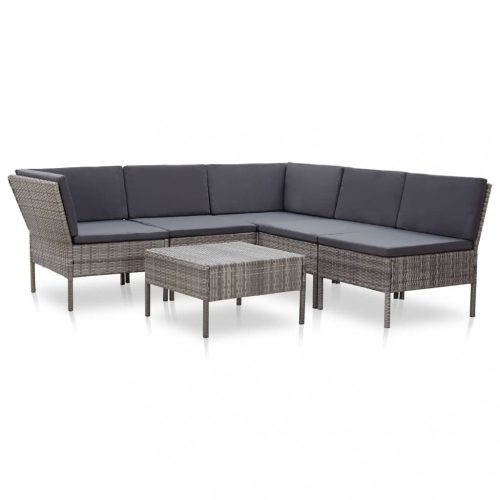 Kerti bútor szett, vidaXL 6-részes szürke polyrattan kerti ülőgarnitúra párnákkal