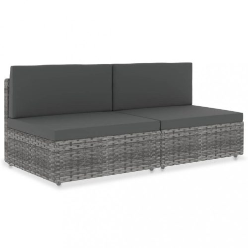 Kültéri kanapé szettek, vidaXL 2 személyes szürke elemes polyrattan kanapé