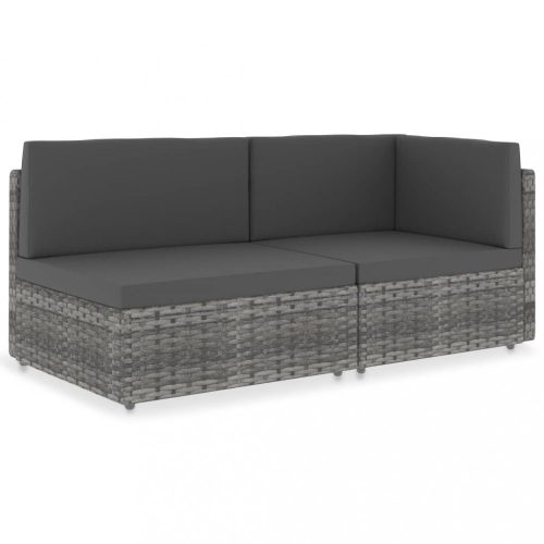 Kültéri kanapé szettek, vidaXL 2 személyes szürke elemes polyrattan kanapé