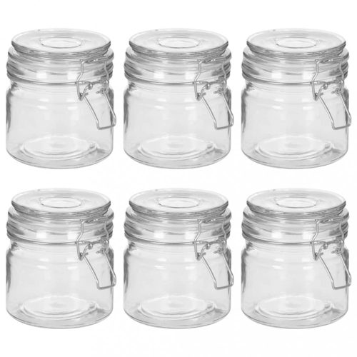 Sütis borkánok, vidaXL 6 db csatos tárolóedény 500 ml