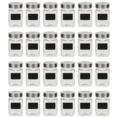 Sütis borkánok, vidaXL 24 db tárolóedény matricával 300 ml