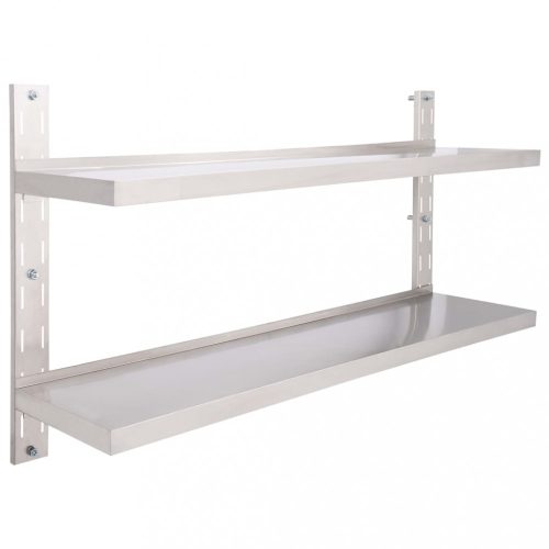 Fali polcok és párkányok, vidaXL kétszintes rozsdamentes acél falra szerelhető polc 150 x 30