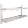 Fali polcok és párkányok, vidaXL kétszintes rozsdamentes acél falra szerelhető polc 150 x 30