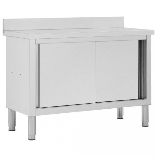 Élelmiszer-szolgáltatás, vidaXL rozsdamentes acél munkaasztal tolóajtókkal 120x50x(95-97) cm