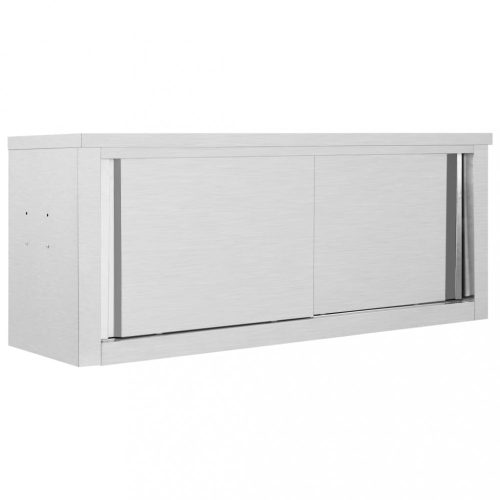 Ételtárolás, vidaXL rozsdamentes acél fali konyhaszekrény tolóajtókkal 120x40x50 cm