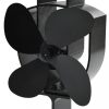Fatüzelésű kályha ventilátorok és fúvók, vidaXL fekete hővel meghajtott négylapátos