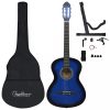 Gitárok, vidaXL 12 darabos kék klasszikus gitár kezdőkészlet 4/4 39'