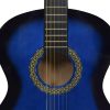 Gitárok, vidaXL 12 darabos kék klasszikus gitár kezdőkészlet 4/4 39'