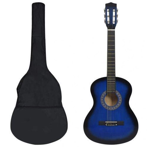 Gitárok, vidaXL 8 részes kék klasszikus gitárszett kezdőknek 3/4 36'