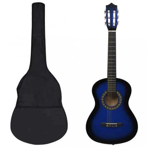 Gitárok, vidaXL 8 darabos kék klasszikus gitárszett kezdőknek 1/2 34'