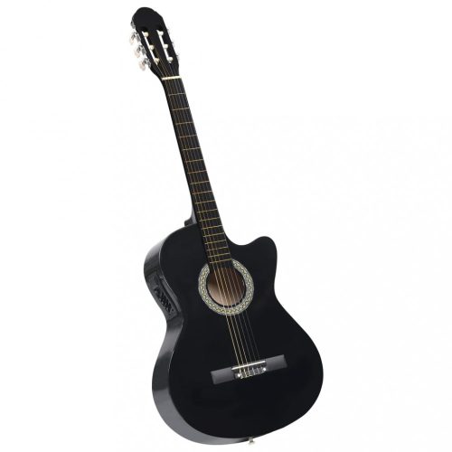 Gitárok, vidaXL fekete 6 húros klasszikus western cutaway gitár ekvalizerrel