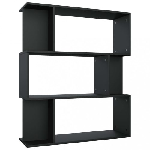 Könyvespolcok, állópolcok, vidaXL fekete szerelt fa könyvszekrény/térelválasztó 80 x 24 x 96