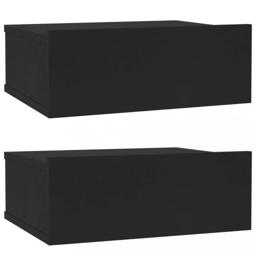 Éjjeliszekrények, vidaXL 2 db fekete szerelt fa függő éjjeliszekrény 40 x 30 x 15 cm