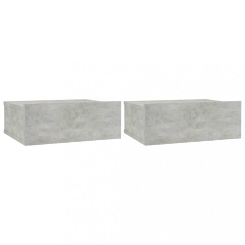 Éjjeliszekrények, vidaXL 2 db betonszürke szerelt fa függő éjjeliszekrény 40x30x15 cm