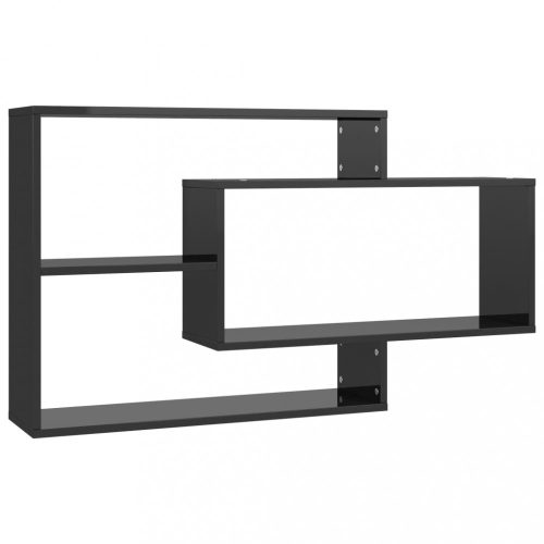 Fali polcok és párkányok, vidaXL magasfényű fekete szerelt fa fali polc 104 x 20 x 58,5 cm
