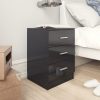Éjjeliszekrények, vidaXL 2 db magasfényű fekete forgácslap éjjeliszekrény 38x35x56 cm