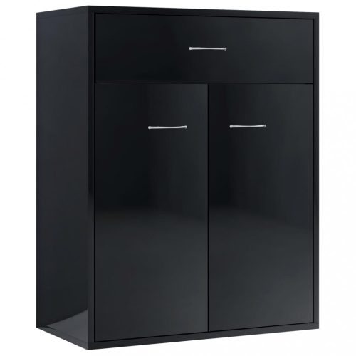 Büfé- és tálalóasztalok, vidaXL magasfényű fekete szerelt fa tálalószekrény 60 x 30 x 75