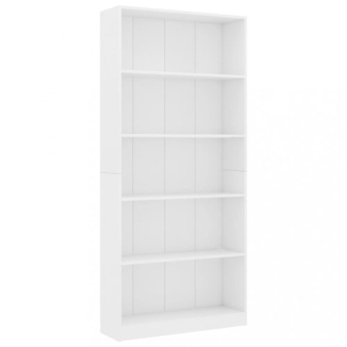 Könyvespolcok, állópolcok, vidaXL 5-szintes fehér szerelt fa könyvszekrény 80 x 24 x 175 cm