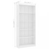 Könyvespolcok, állópolcok, vidaXL 5-szintes fehér szerelt fa könyvszekrény 80 x 24 x 175 cm