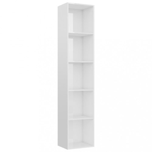 Könyvespolcok, állópolcok, vidaXL magasfényű fehér forgácslap könyvszekrény 40 x 30 x 189